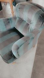 Comfortabele fauteuil met gestreepte bekleding, Ophalen, Gebruikt, Minder dan 75 cm, Vintage