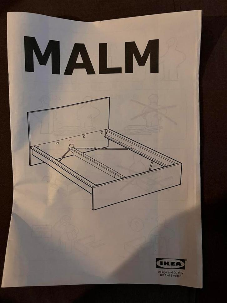 Ikea bed - Malm, Huis en Inrichting, Slaapkamer | Bedden, Zo goed als nieuw, Tweepersoons, 140 cm, Hout, Wit, Ophalen