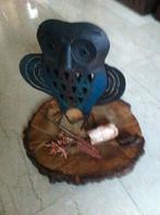 Uil metaal kan kaarsje in + boomstam set, Ophalen of Verzenden, Zo goed als nieuw, Metaal, Overige typen