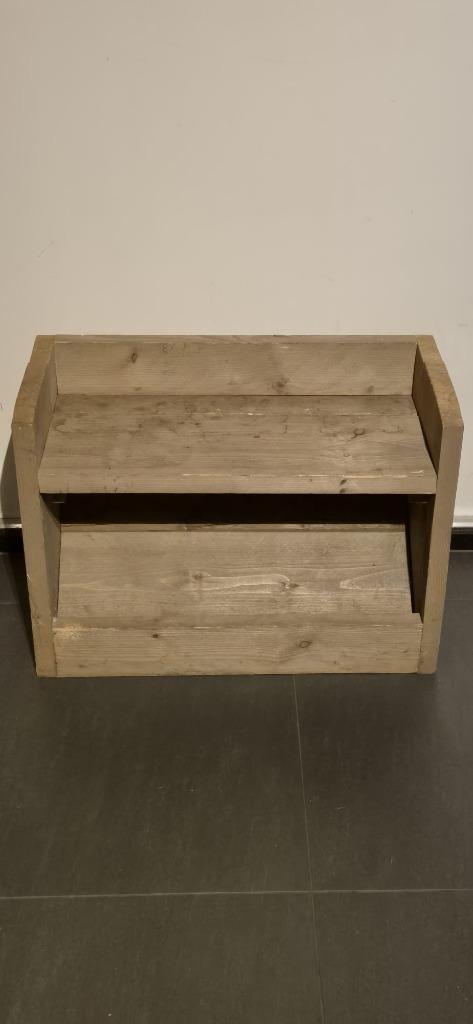 Steigerhouten Schoenenkast / Schoenenrek met 2 lagen, Huis en Inrichting, Kasten | Schoenenkasten, Gebruikt, Ophalen