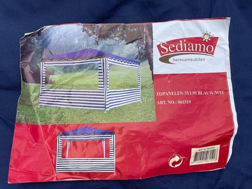 Sediamo Partytent 3×4 m – Blauw Gestreept mét Zijpanelen, Tuin en Terras, Partytenten, Gebruikt, Partytent, 2 meter of meer, Minder dan 5 meter