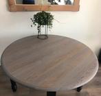 Grey wash eiken ronde eettafel ‘nieuw’, Huis en Inrichting, Tafels | Eettafels, 100 tot 150 cm, Rond, Ophalen of Verzenden, Eikenhout