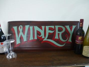 Vintage houten wijn bord / Winery / handgeschilderd / winkel beschikbaar voor biedingen