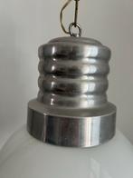 Vintage Industriële Hanglamp Wit Glas Metaal Verroest Kettin, Ophalen