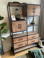 Mooie Mango Houten zwart metalen Kast, Huis en Inrichting, Kasten | Boekenkasten, Ophalen, 100 tot 150 cm, Zo goed als nieuw, Metaal
