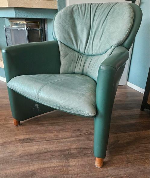 leolux fauteuil Excalibur leder groen, Huis en Inrichting, Fauteuils, Zo goed als nieuw, Hout, 75 tot 100 cm, Ophalen of Verzenden