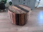 Stoere salontafel gerecycled hout, Ophalen, 100 tot 150 cm, 50 tot 75 cm, Rond