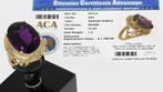Amethist met 4 diamanten luxe gouden dames ring certificaat, Voordeelsieraden, Nieuw, Ophalen of Verzenden, 17 tot 18