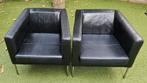 2 Klappsta IKEA fauteuils stoelen zwart echt leer, Ophalen, Gebruikt, Leer, 50 tot 75 cm