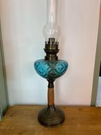 Oude blauwe olielamp, Antiek en Kunst, Ophalen of Verzenden
