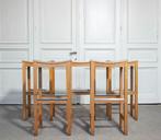 Set van vijf Eiken Barkrukken, Ophalen, Met voetsteun, 60 tot 90 cm, Hout