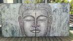 Prachtig groot tweedelig schilderij van een budha., Ophalen