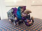 Knuffel triceratops paars zilver met pailletten, Ophalen of Verzenden, Gebruikt, Overige typen