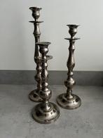 Drie zilverkleurige kandelaars, Ophalen of Verzenden, Overige materialen