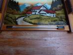 Art deco dienblad met afbeelding achter glas, boerderij, Antiek en Kunst, Antiek | Woonaccessoires, Ophalen of Verzenden