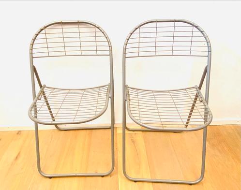 Vintage Ikea Niels Gammelgaard stoelen 2, Aland, 1978, Huis en Inrichting, Stoelen, Gebruikt, Twee, Metaal, Grijs, Verzenden