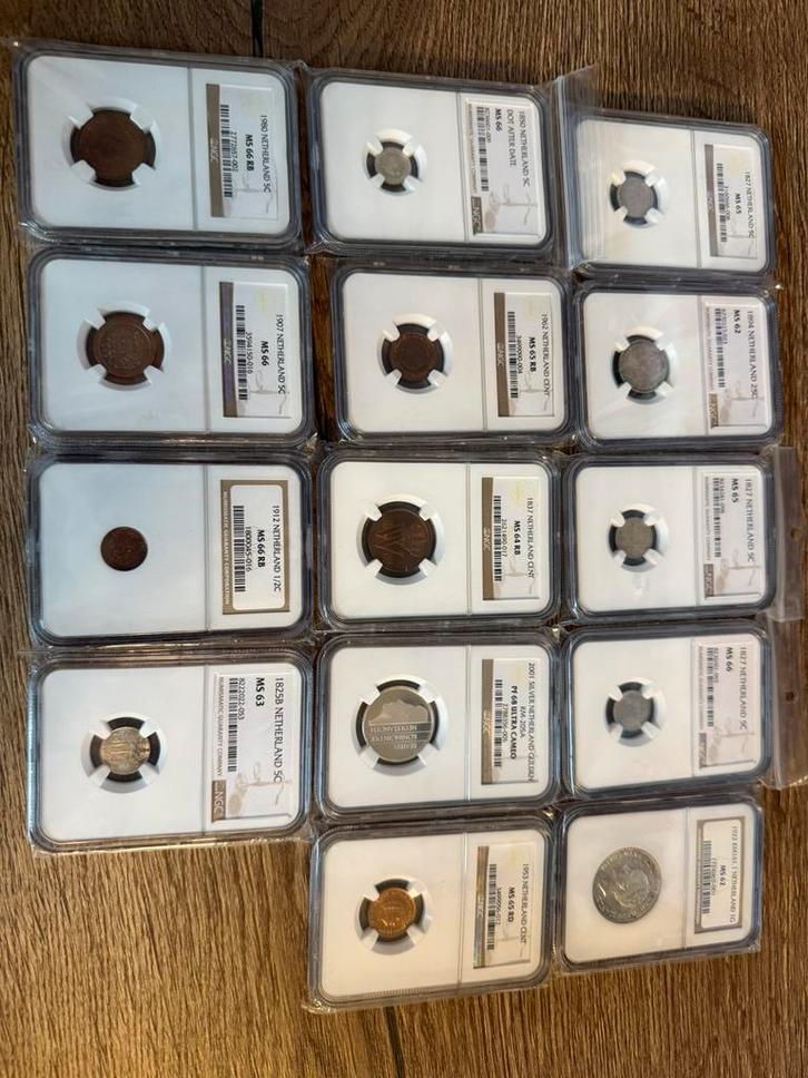 Munten in slab NGC hoge kwaliteiten, Postzegels en Munten, Munten | Nederland, Setje, Overige waardes, Ophalen of Verzenden