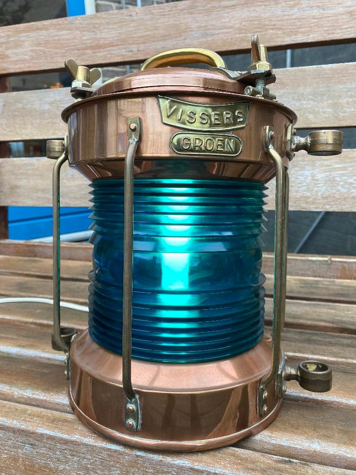 Vissers groene navigatie lamp, Antiek en Kunst, Curiosa en Brocante, Ophalen