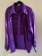 Paars satijnen heren overhemd, Ophalen of Verzenden, Zo goed als nieuw, Paars, Overige halswijdtes