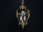 Oude lantaarn met bronzen frame en gebogen glas Hoogte 80 cm, Ophalen, Gebruikt, Glas, 75 cm of meer