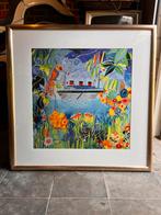 Louis Féraud zijden sjaals vintage ingelijst gesigneerd 7st, Ophalen