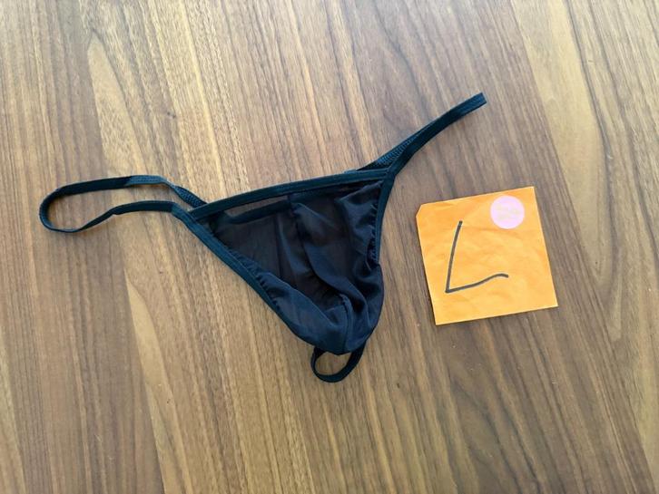 nylon string, doorschijnend zwart, maat L, Kleding | Heren, Ondergoed, Slip, Zwart, Ophalen of Verzenden