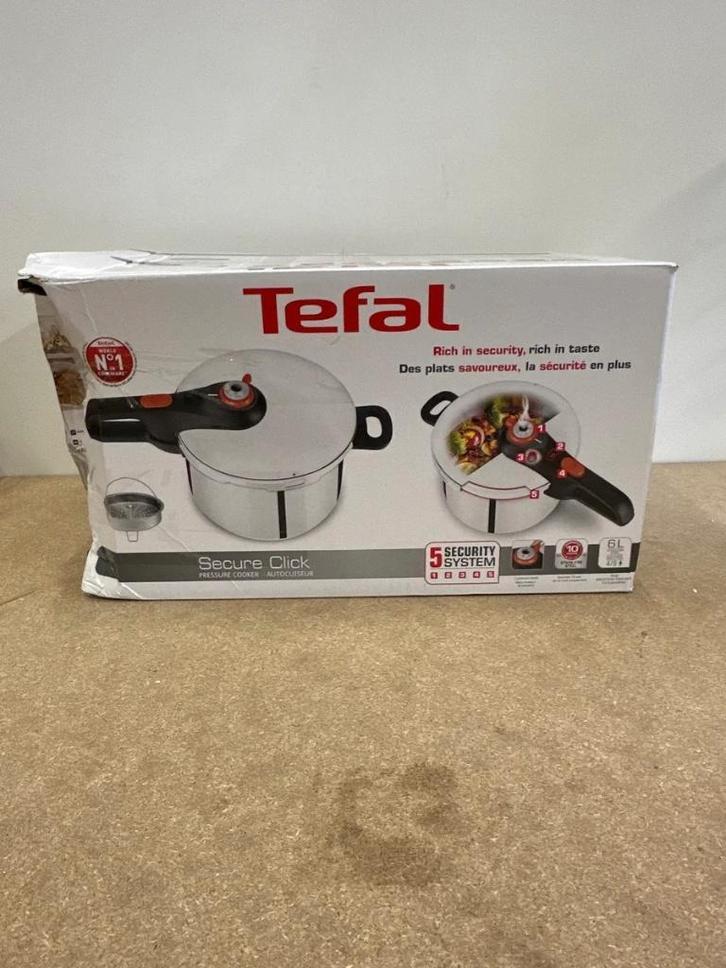Tefal Snelkookpan Secure Click P2530756 6L, Huis en Inrichting, Keuken | Potten en Pannen, Nieuw, Kookpan of Snelkookpan, Rvs