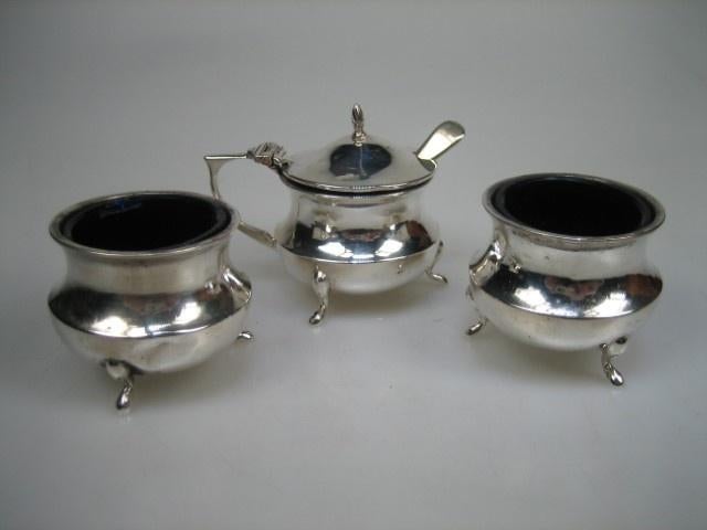 Antiek Zilveren Peper Zout en Mostert Set uit Engeland 1920, Antiek en Kunst, Verzenden, Zilver