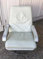 Design Lounge Stoel in wit leder, 1970s., Ophalen, Gebruikt, Wit, Leer