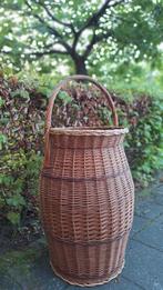 Grote vintage gevlochten rieten mand met hengsel, korf, Huis en Inrichting, Gebruikt, Mand, Vintage, Rond