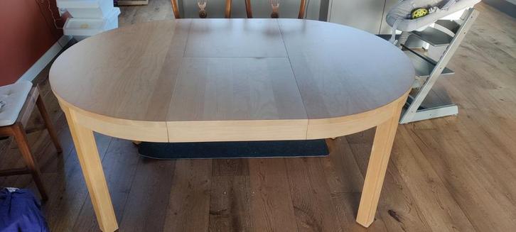 Ronde uitschuifbare eettafel, Huis en Inrichting, Tafels | Eettafels, Gebruikt, 100 tot 150 cm, 100 tot 150 cm, Vier personen