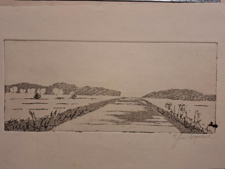 Ets Duinlandschap +etsplaat, Antiek en Kunst, Kunst | Etsen en Gravures, Ophalen of Verzenden
