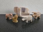 Stenen Beeldjes Set - Olifant, Kat, Varkens, Ophalen of Verzenden