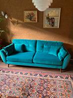 Petrol groene 3-zits bank, Ophalen, Gebruikt, Driepersoons, 75 tot 100 cm