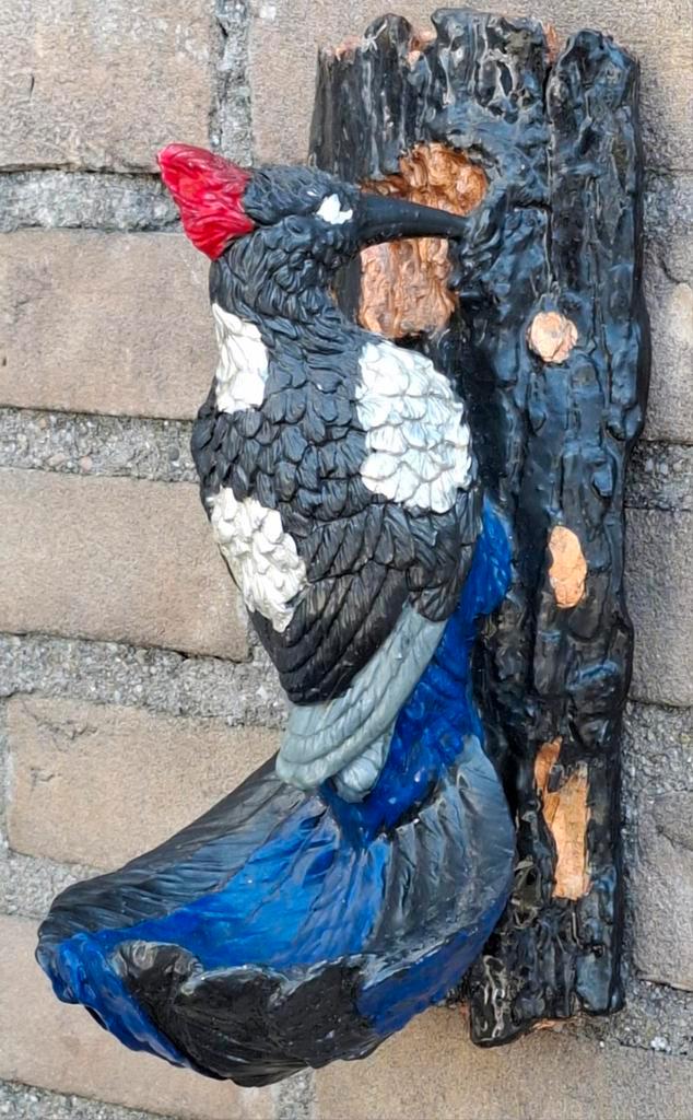 Specht. Decoratie/voerbakje vogels. 26 cm. Resin., Verzamelen, Overige Verzamelen, Zo goed als nieuw, Ophalen