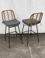 2 stuks luxe rotanlook horeca barkrukken, café, kruk, bar, Huis en Inrichting, Barkrukken, Ophalen, Met voetsteun, 60 tot 90 cm