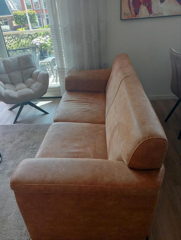 2 1/2 bank Cognac kleur, Huis en Inrichting, Banken | Sofa's en Chaises Longues, Zo goed als nieuw, 75 tot 100 cm, Ophalen