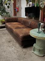 vintage modulaire 1970s bank/sofa in donkerbruin leer, Ophalen, Gebruikt, 100 tot 125 cm, Driepersoons