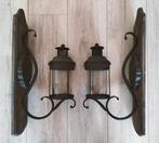 2x Wandlantaarn Rustiek, Huis en Inrichting, Woonaccessoires | Kandelaars en Kaarsen, Gebruikt, Ophalen of Verzenden, Metaal, Kaars