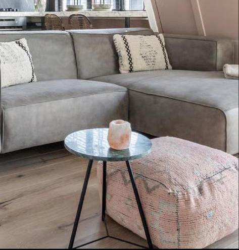 Groene Marmer Bijzettafel, Huis en Inrichting, Tafels | Bijzettafels, Zo goed als nieuw, Rond, Minder dan 45 cm, Minder dan 55 cm