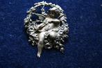Art Nouveau 925  zilver  cupido/engel broche/hanger, Ophalen of Verzenden, Zo goed als nieuw, Kruis of Symbool, Zilver