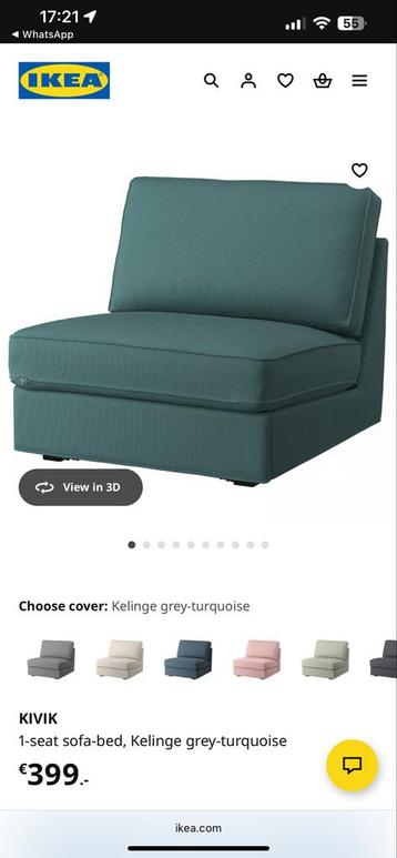 IKEA KIVIK Slaapbank - Kelinge Grijs-Turquoise beschikbaar voor biedingen