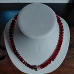 vintage rodeglasgranaten ketting, Sieraden, Tassen en Uiterlijk, Kettingen, Overige materialen, Verzenden, Zo goed als nieuw, Rood