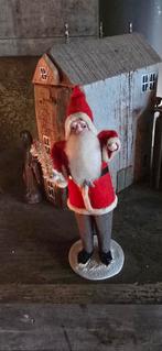 Antieke kerstman vilt en papier maché 17 cm, Diversen, Kerst, Ophalen of Verzenden, Gebruikt