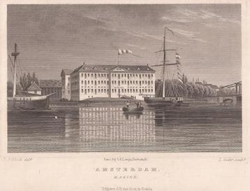Amsterdam Marine Staalgravure Terwen 1858 Scheepvaartmuseum beschikbaar voor biedingen