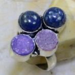 Mooie 925 zilveren ring met amethist en druzy maat 17, Nieuw, 18 tot 19, Met edelsteen, Dame