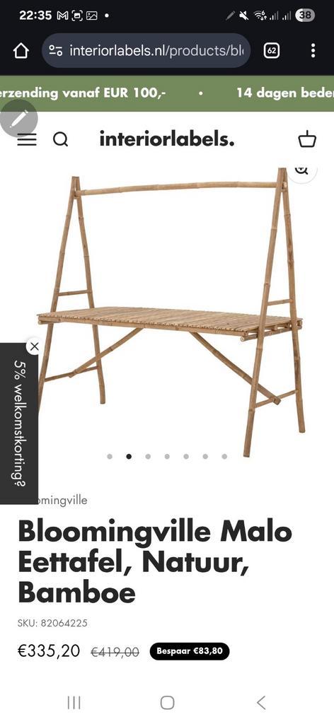 Bamboe eettafel / tuintafel, Huis en Inrichting, Tafels | Eettafels, Zo goed als nieuw, 50 tot 100 cm, Vijf personen of meer, Rechthoekig