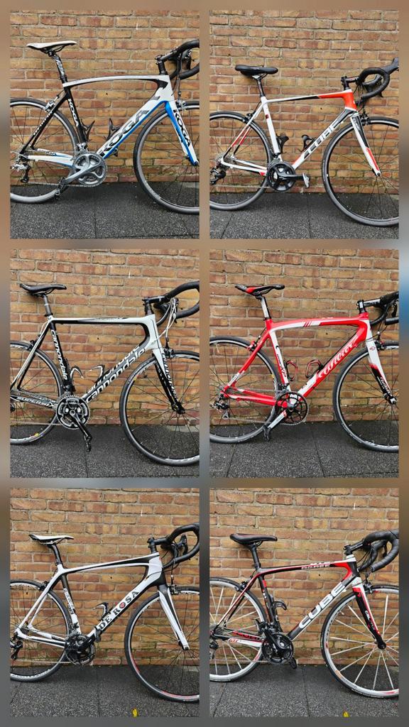 Partij carbon racefietsen. 6 stuks. Goede staat., Fietsen en Brommers, Fietsen | Racefietsen, Overige merken, Meer dan 20 versnellingen