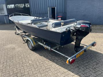 Console Boot met Trailer & Bimini Top - 15 PK Suzuki Motor beschikbaar voor biedingen
