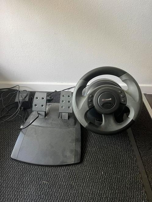 Microsoft Sidewinder Force Feedback Wheel | Incl. pedalen, Computers en Software, Joysticks, Gebruikt, Ophalen of Verzenden